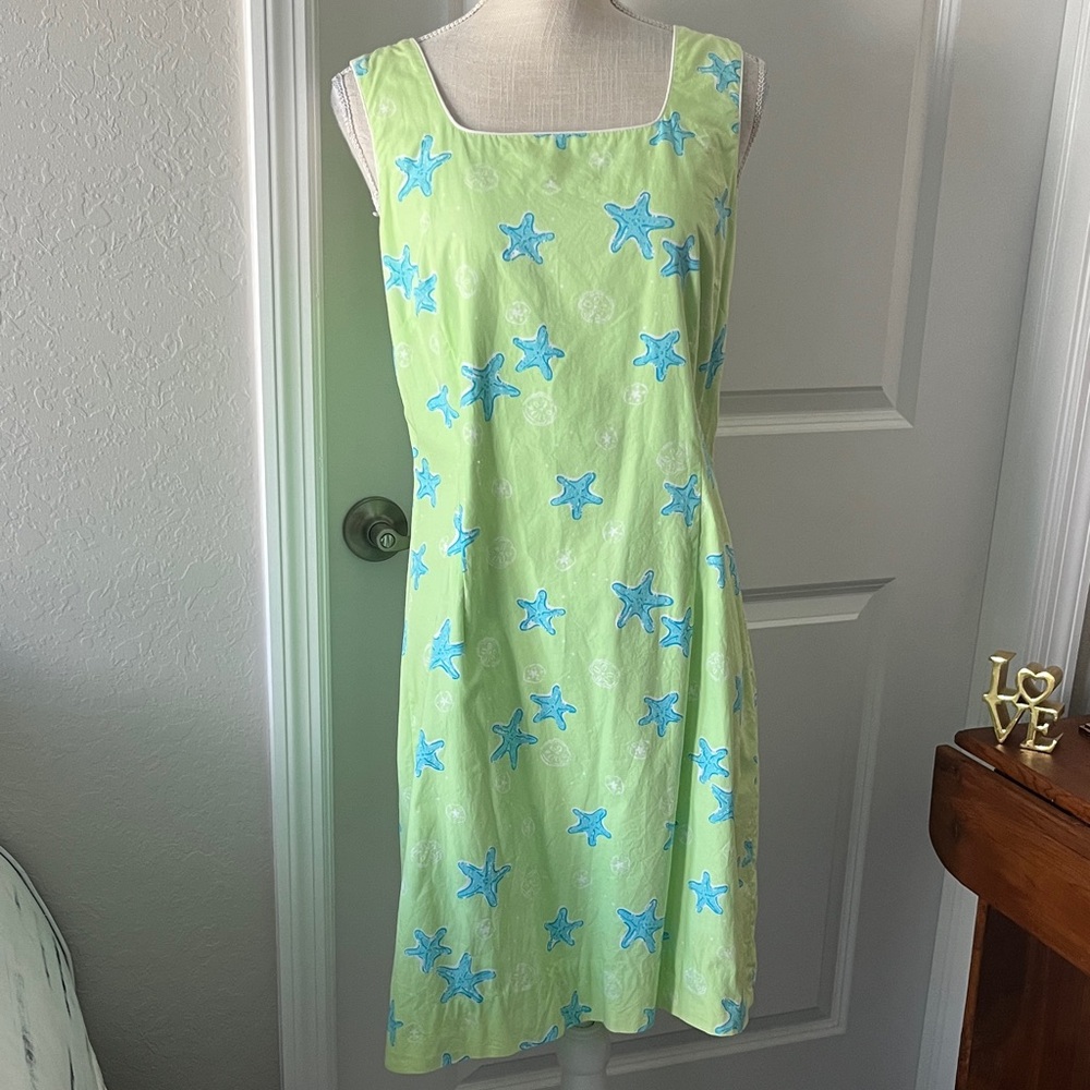 Lilly Pulitzer Vintage White Tag Light Green Starfish Dress SZ 12